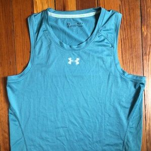 Under armor fitted teal running tank top